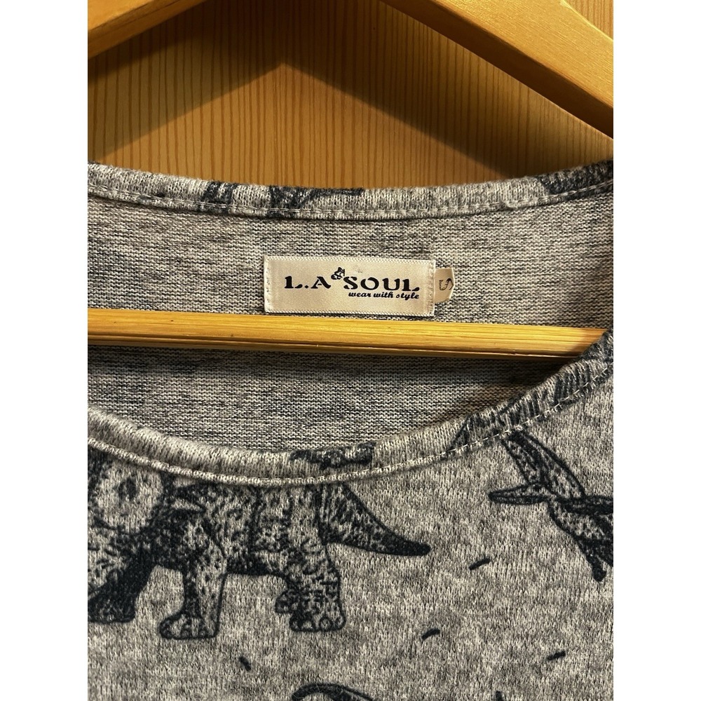 Boutique Brand L. A. Soul Dress Dinosaur Print Sz Small 3/4 Sleeve Lined Pockets - Picture 3 of 8